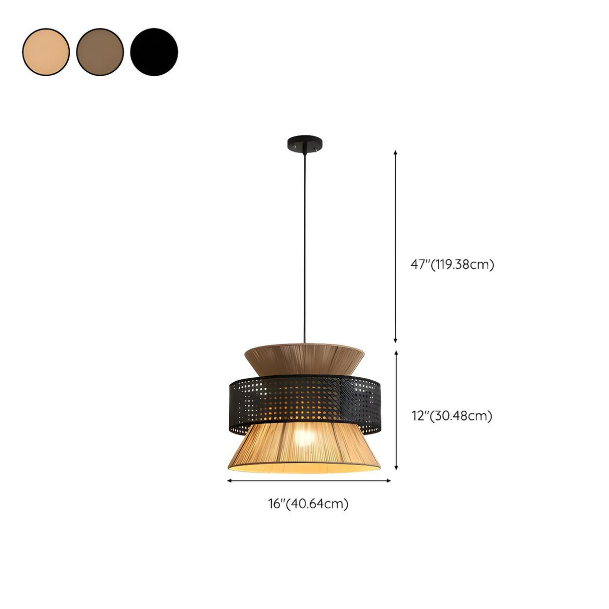 Oriental Geometric Woven Rattan Pendant Light 