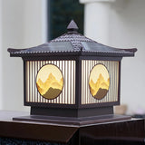 Oriental Lantern Post Bronze Landscape Outdoor Lamp Image - 2