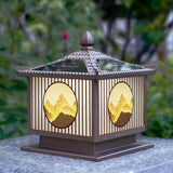 Oriental Lantern Post Bronze Landscape Outdoor Lamp Image - 3