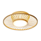 Oriental Mini Bamboo Circular Flush Mount Ceiling Light Image - 4