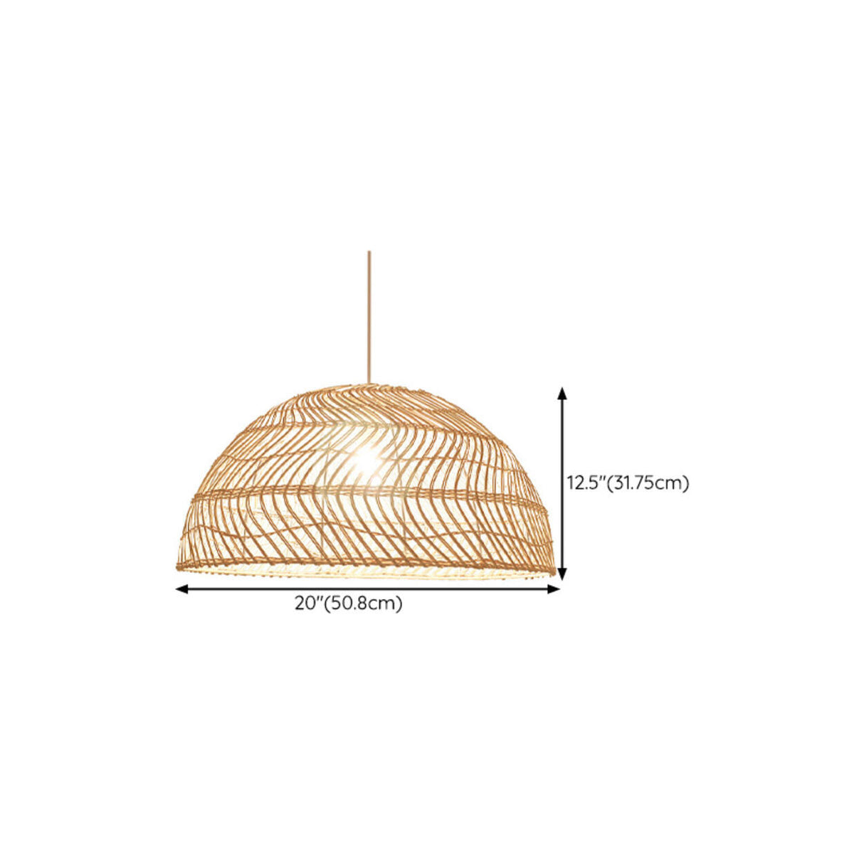 Oriental Natural Weave Rattan Dome Dining Room Pendant Light 