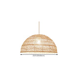 Oriental Natural Weave Rattan Dome Dining Room Pendant Light Image - 15