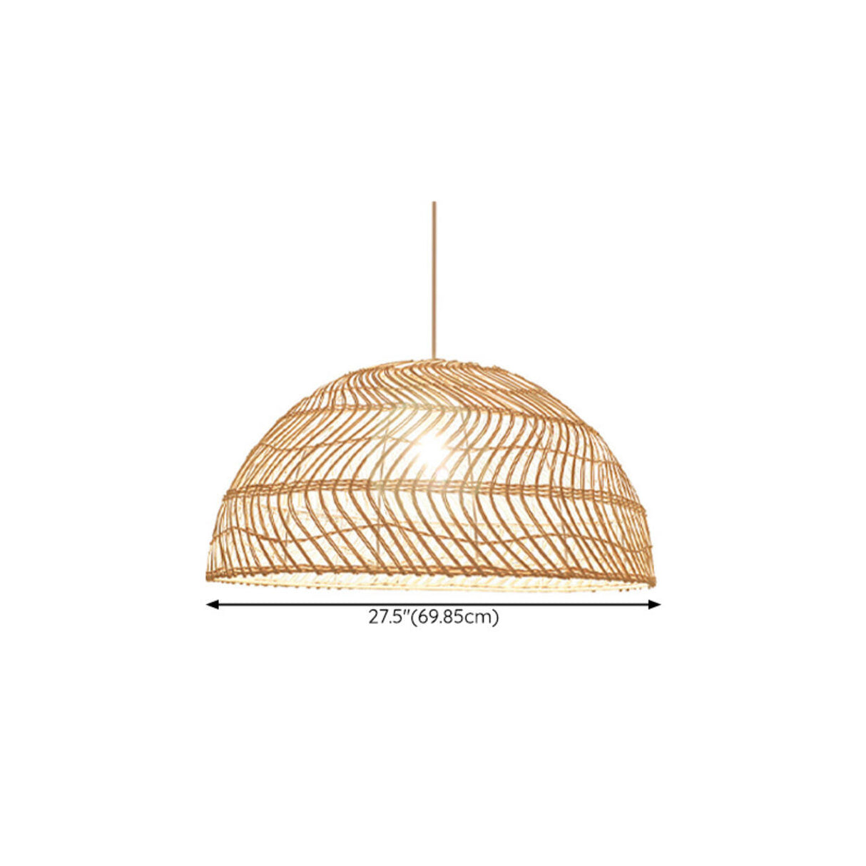 Oriental Natural Weave Rattan Dome Dining Room Pendant Light Image - 16