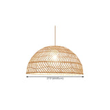 Oriental Natural Weave Rattan Dome Dining Room Pendant Light Image - 16