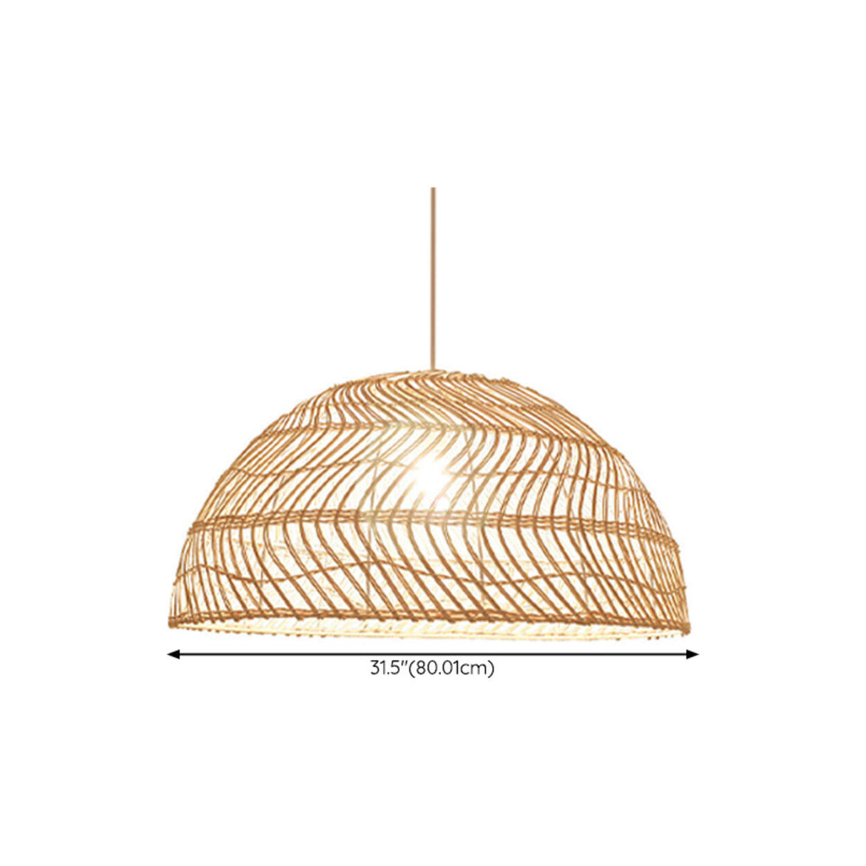 Oriental Natural Weave Rattan Dome Dining Room Pendant Light Image - 17