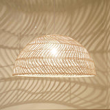 Oriental Natural Weave Rattan Dome Dining Room Pendant Light Image - 7