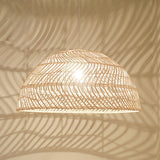 Oriental Natural Weave Rattan Dome Dining Room Pendant Light Image - 8