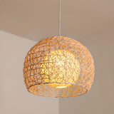 Oriental Rattan Wood Round Drum LED Pendant Light  Image - 10