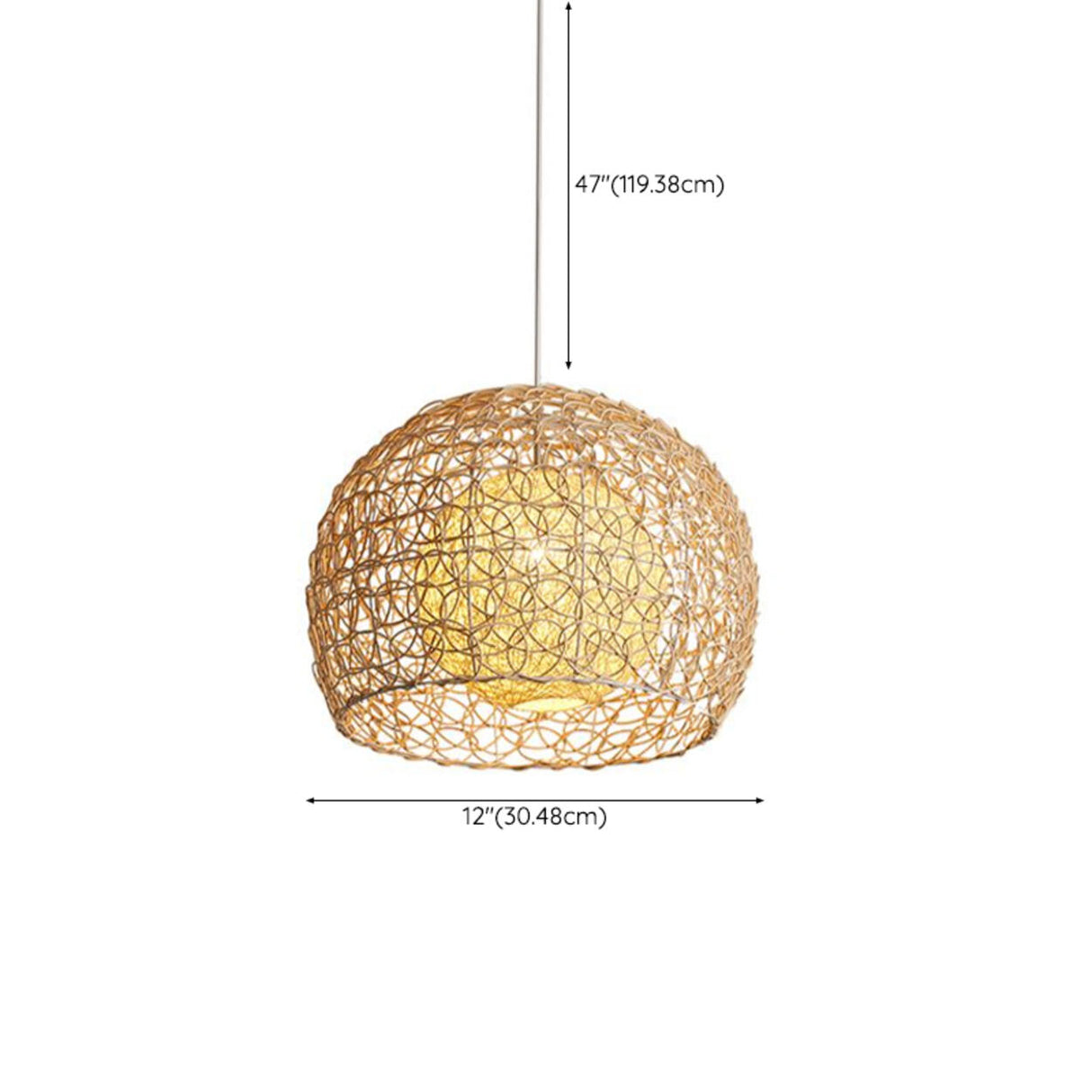 Oriental Rattan Wood Round Drum LED Pendant Light  