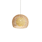 Oriental Rattan Wood Round Drum LED Pendant Light  Image - 2