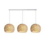 Oriental Rattan Wood Round Drum LED Pendant Light  Image - 7