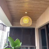 Oriental Rattan Wood Round Drum LED Pendant Light  Image - 8