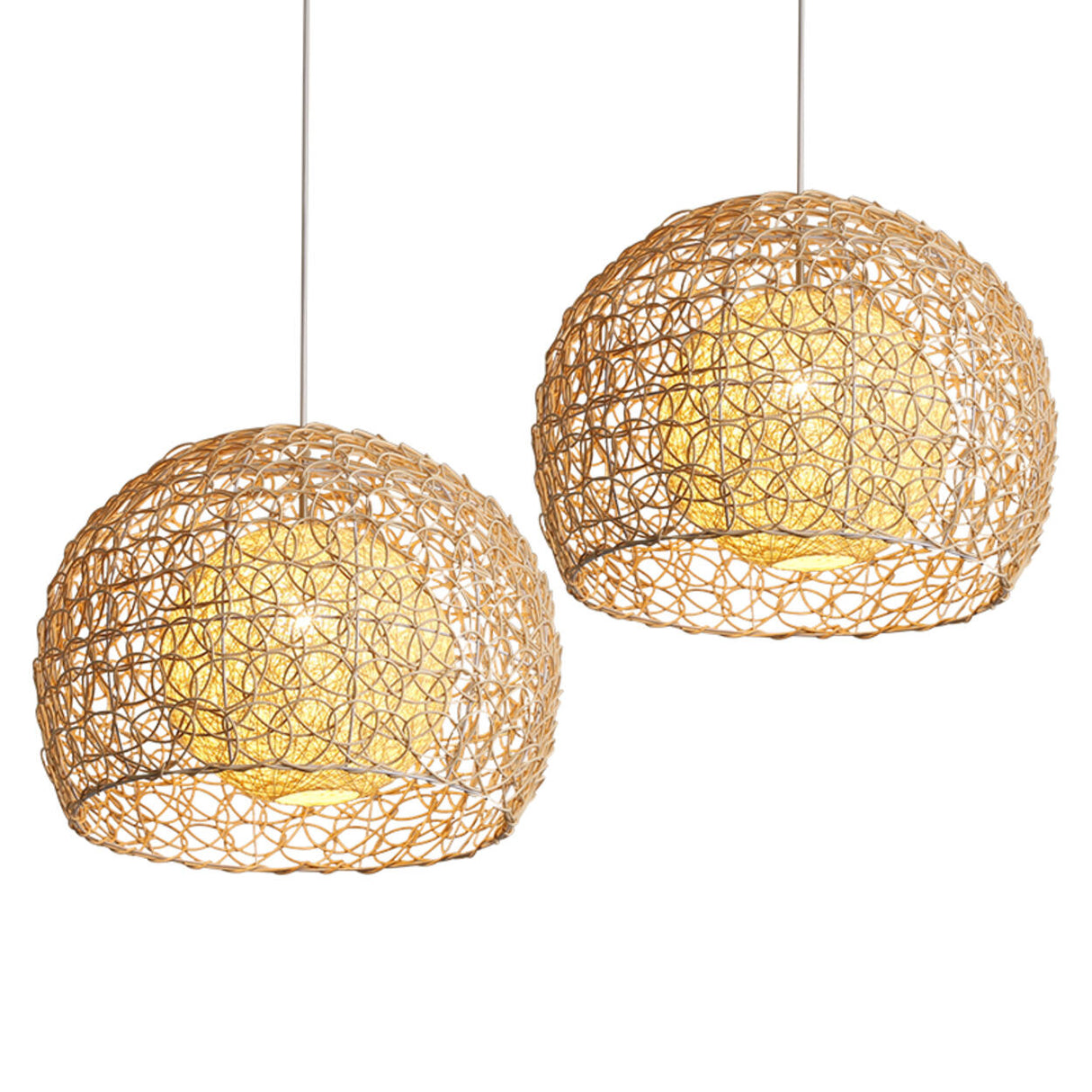 Oriental Rattan Wood Round Drum LED Pendant Light  Image - 9