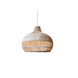 Oriental Rattan Woven Brown Dome Pendant Light Image - 5