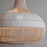 Oriental Rattan Woven Brown Dome Pendant Light Image - 9