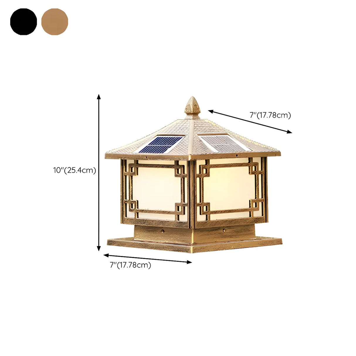 Oriental Solar Metal Black Square Post Outdoor Lamp 