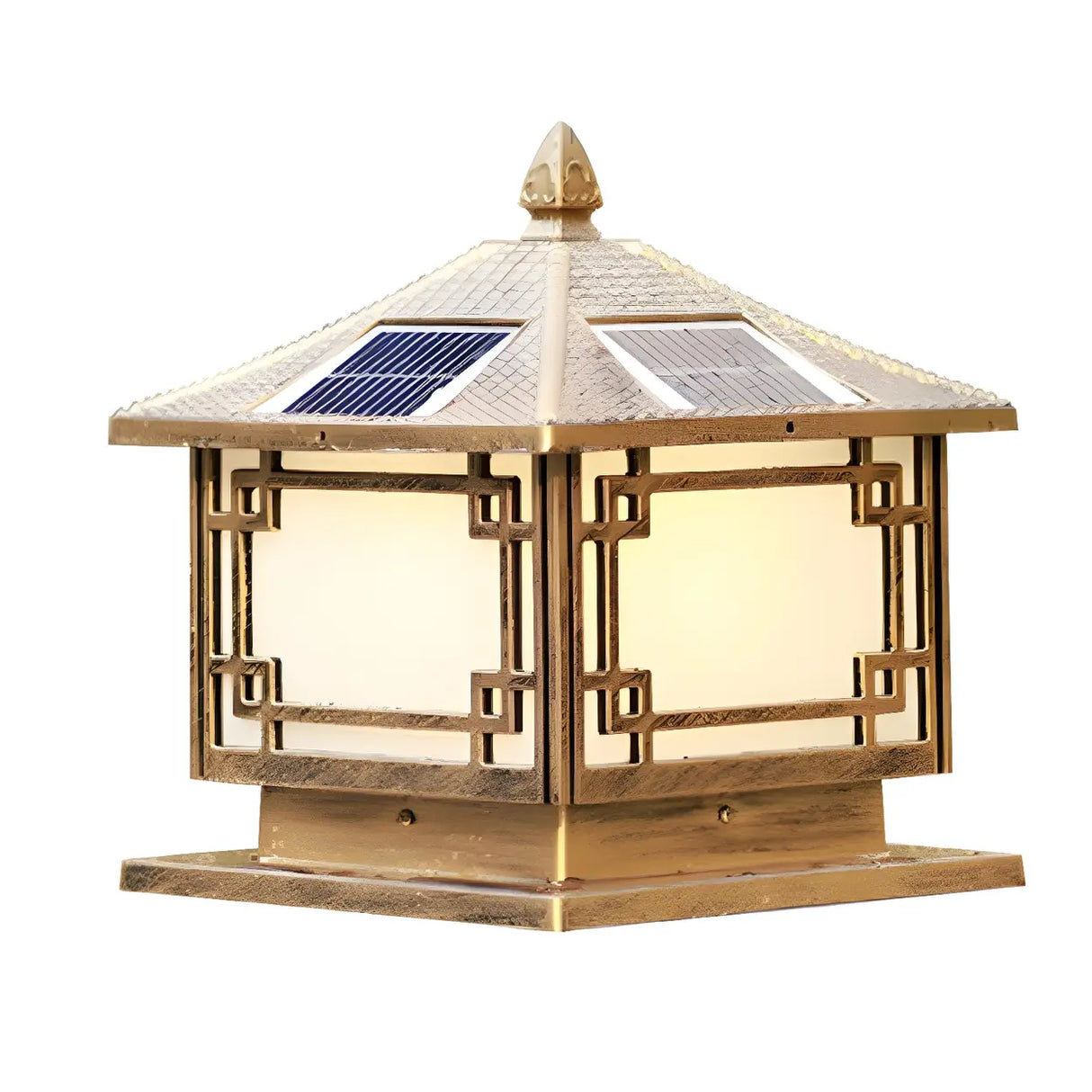 Oriental Solar Metal Black Square Post Outdoor Lamp Image - 2