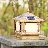 Oriental Solar Metal Black Square Post Outdoor Lamp Image - 4