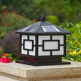 Oriental Square Pavilion Solar Metal Post Outdoor Lamp Image - 1