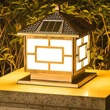 Oriental Square Pavilion Solar Metal Post Outdoor Lamp Image - 11