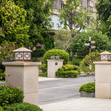 Oriental Square Pavilion Solar Metal Post Outdoor Lamp Image - 13