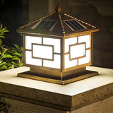 Oriental Square Pavilion Solar Metal Post Outdoor Lamp Image - 2