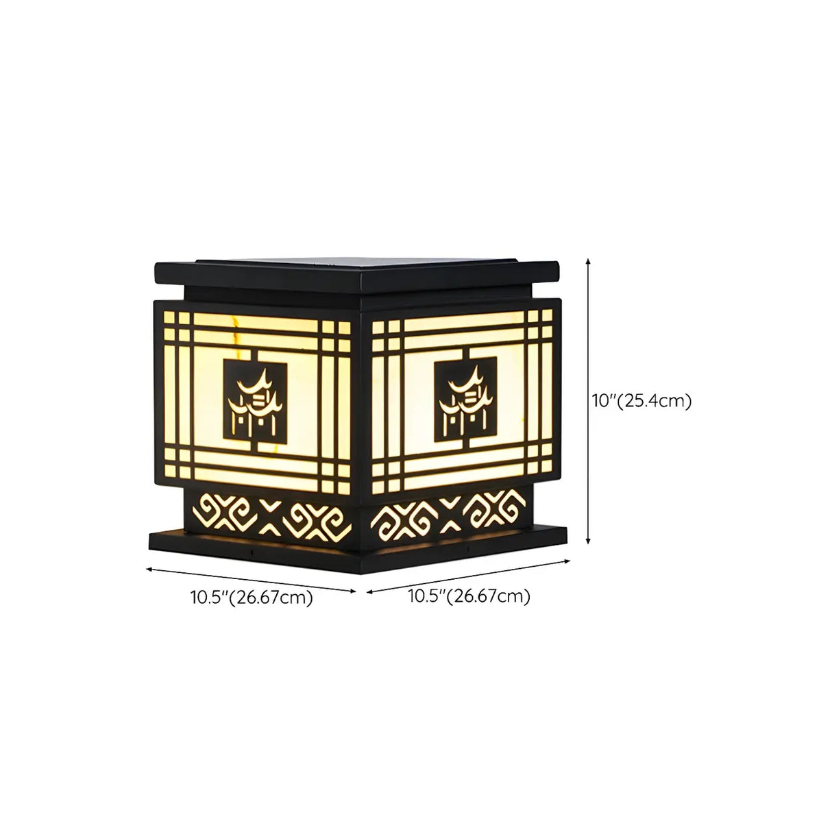 Oriental Traditional Cube Iron Patio Outdoor Table Lamp 