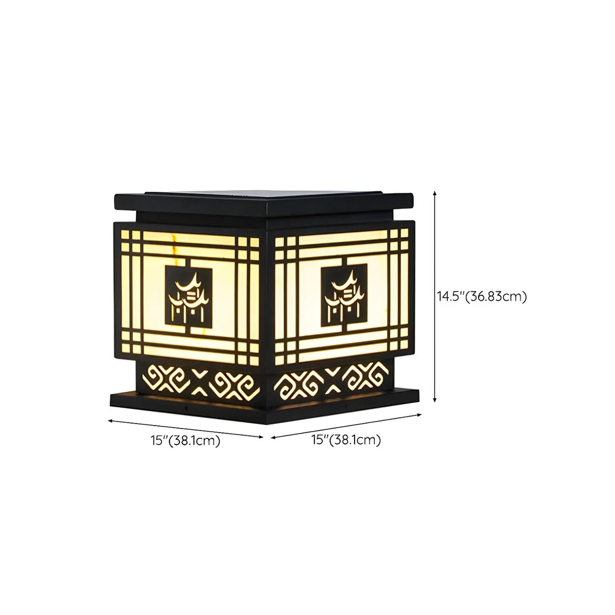 Oriental Traditional Cube Iron Patio Outdoor Table Lamp Image - 14