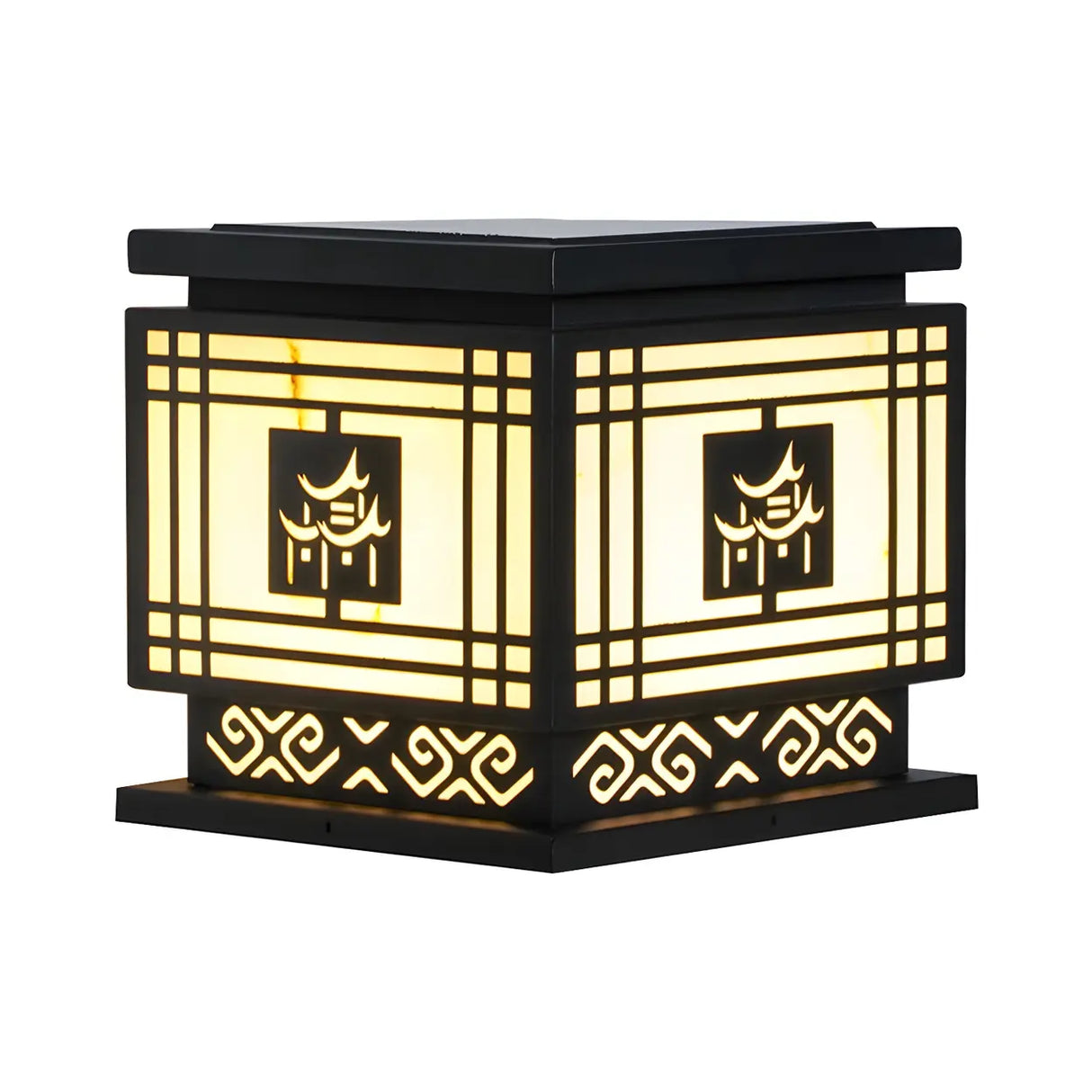 Oriental Traditional Cube Iron Patio Outdoor Table Lamp Image - 6