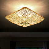 Oriental Winding Bamboo Square Flush Mount Ceiling Lamp Image - 2