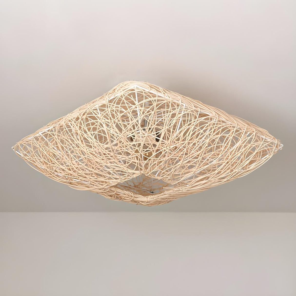 Oriental Winding Bamboo Square Flush Mount Ceiling Lamp Image - 6