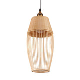 Oriental Wood Rattan Cage Hanging Pendant Light Image - 2