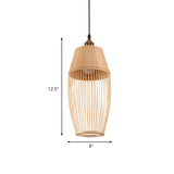 Oriental Wood Rattan Cage Hanging Pendant Light #size