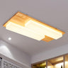 Oriental Wood Rectangle LED Flush Mount Ceiling Light Image - 1