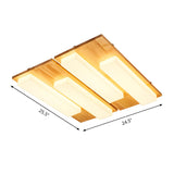 Oriental Wood Rectangle LED Flush Mount Ceiling Light Image - 11