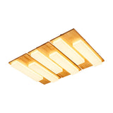 Oriental Wood Rectangle LED Flush Mount Ceiling Light Image - 15