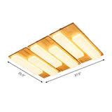 Oriental Wood Rectangle LED Flush Mount Ceiling Light Image - 16