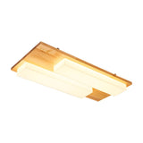 Oriental Wood Rectangle LED Flush Mount Ceiling Light Image - 4