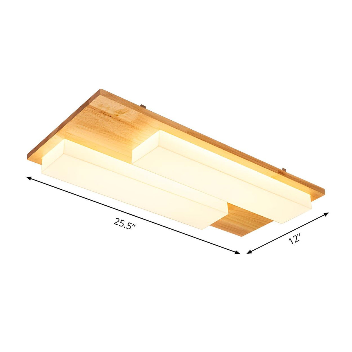 Oriental Wood Rectangle LED Flush Mount Ceiling Light Image - 5