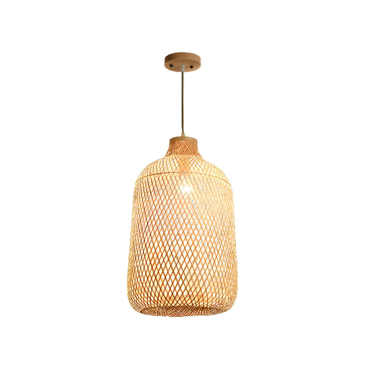 Oriental Woven Bamboo Wood Dome Stairwell Pendant Light Set Image - 13