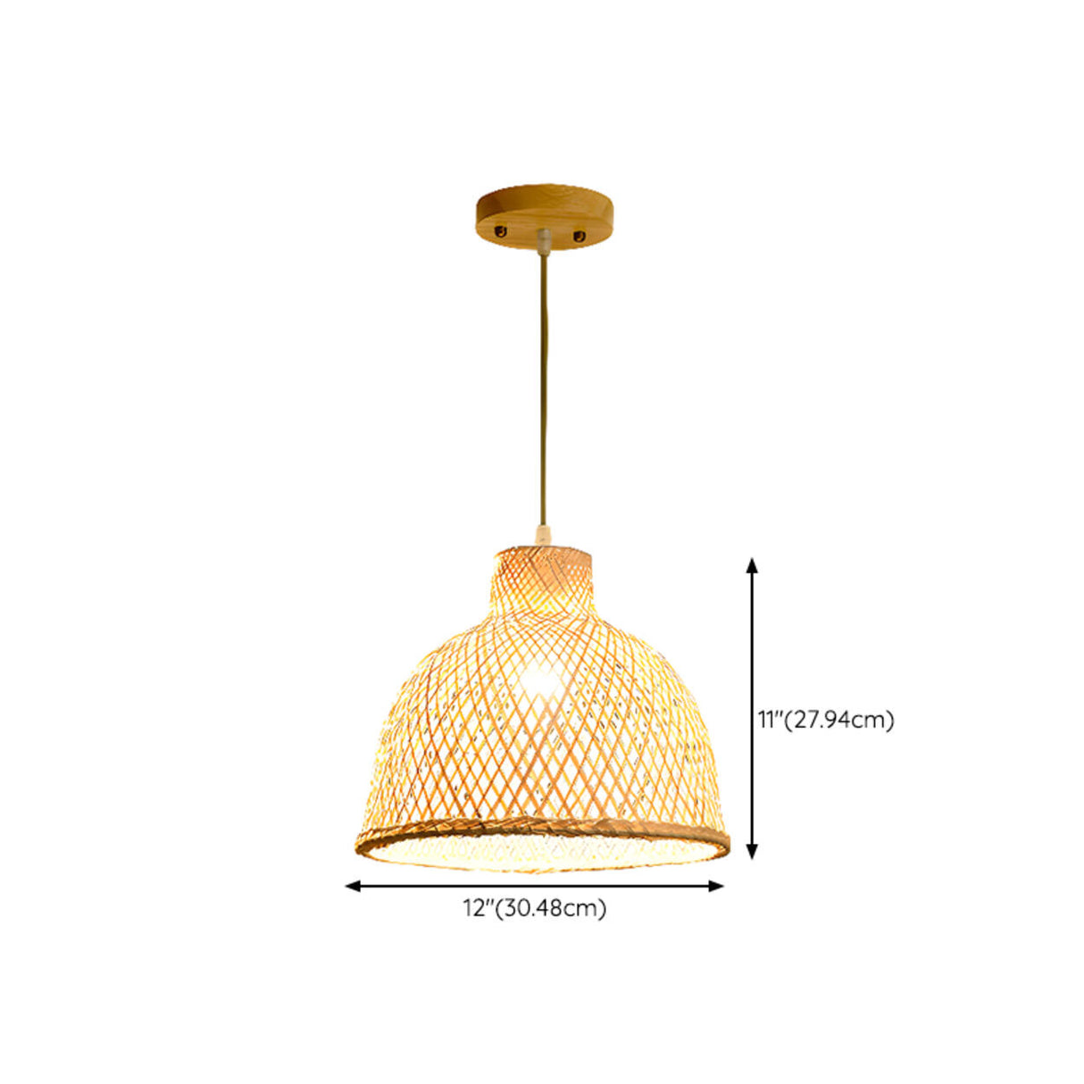 Oriental Woven Bamboo Wood Dome Stairwell Pendant Light Set 