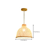 Oriental Woven Bamboo Wood Dome Stairwell Pendant Light Set #size