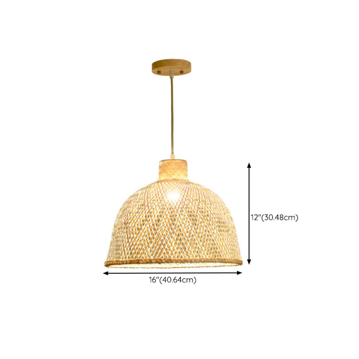 Oriental Woven Bamboo Wood Dome Stairwell Pendant Light Set Image - 19