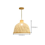 Oriental Woven Bamboo Wood Dome Stairwell Pendant Light Set Image - 19