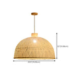 Oriental Woven Bamboo Wood Dome Stairwell Pendant Light Set Image - 21