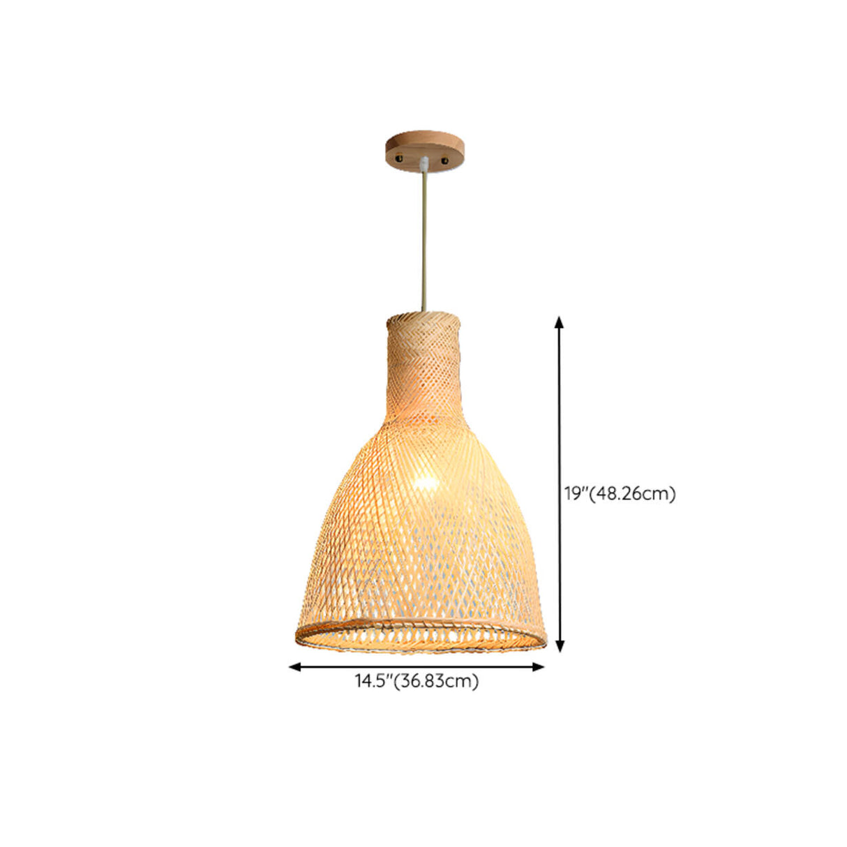 Oriental Woven Bamboo Wood Dome Stairwell Pendant Light Set Image - 22