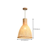 Oriental Woven Bamboo Wood Dome Stairwell Pendant Light Set Image - 22