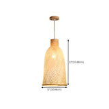 Oriental Woven Bamboo Wood Dome Stairwell Pendant Light Set Image - 23