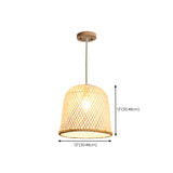 Oriental Woven Bamboo Wood Dome Stairwell Pendant Light Set Image - 24