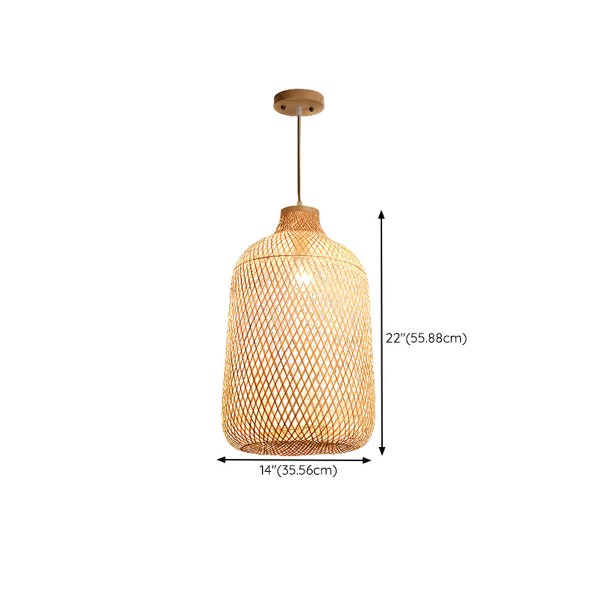 Oriental Woven Bamboo Wood Dome Stairwell Pendant Light Set Image - 25